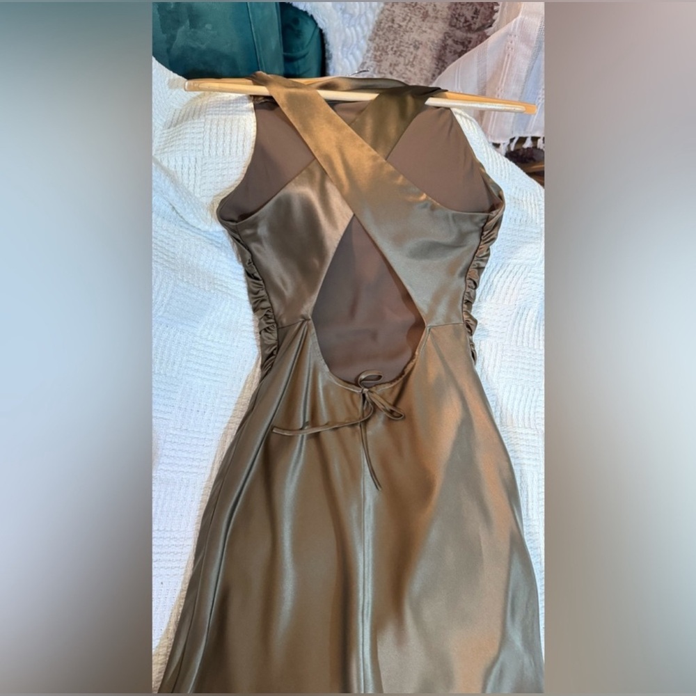 Reformation Olive Satin Maxi Dress - Picture 9 of 16